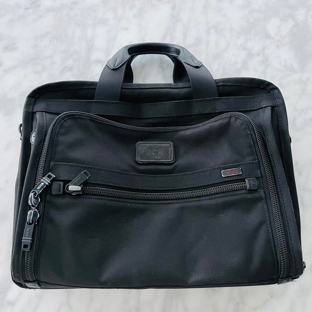 Tumi Alpha Organizer Brief Bag Black Ballistic Nylon Brief Carry-On Work Bag 16"